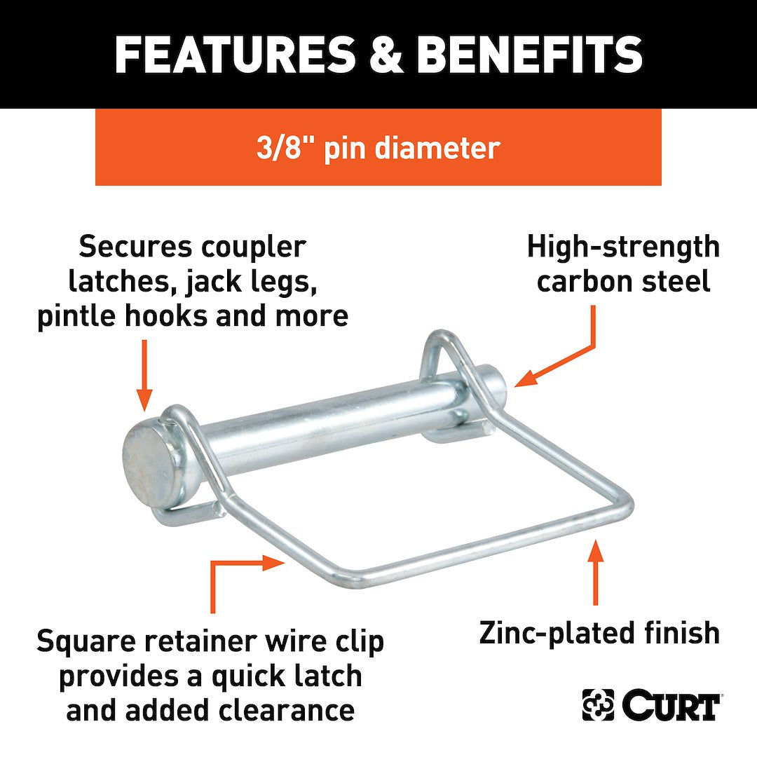 CURT Trailer Coupler Safety Pin Clip (28278) – Length (In): 2-3/4 Inch