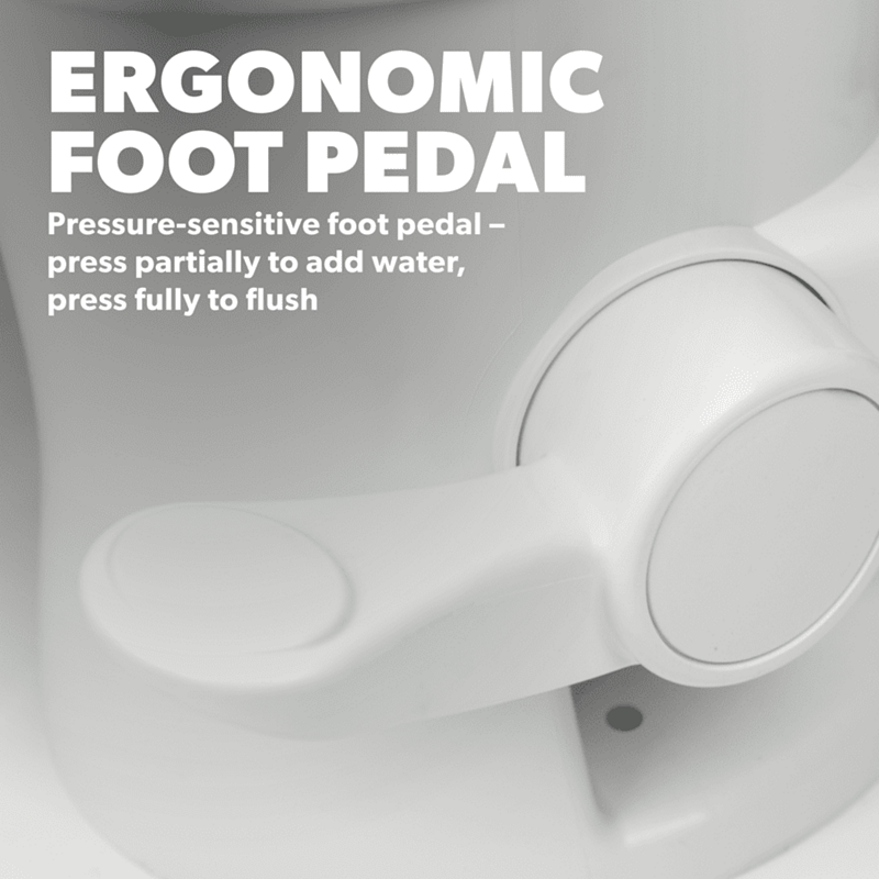 Dometic 320 Series RV Toilet – Bone, 18" Height, Pedal Flush, 302320083