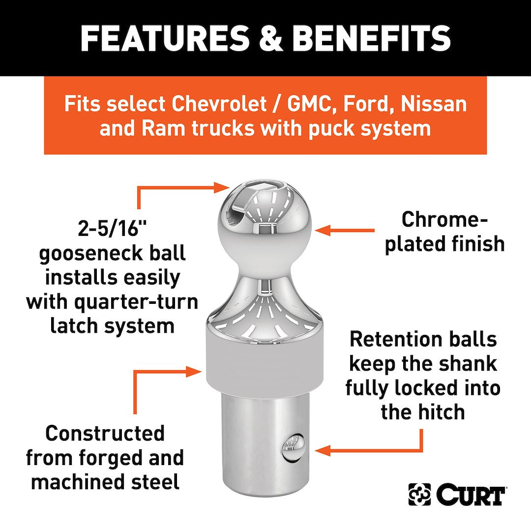 Curt 60629 Gooseneck Trailer Hitch Ball - image 2