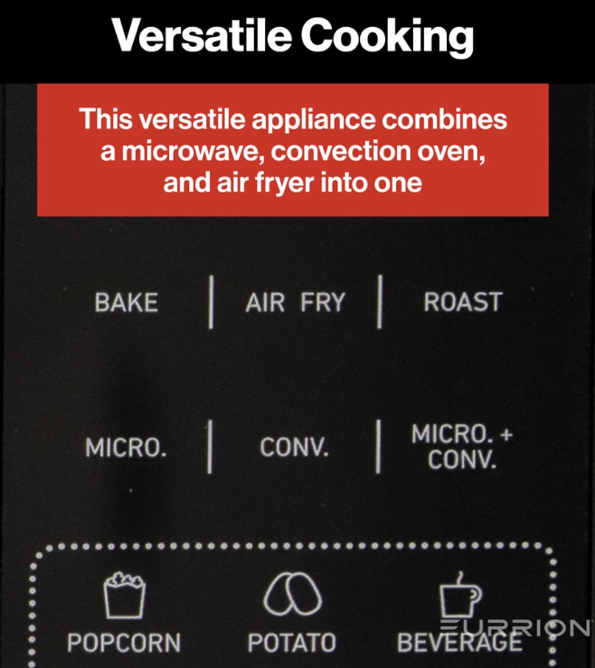 Furrion RV Microwave Oven with Air Fryer & Convection 1.1 Cu Ft Stainless Steel
