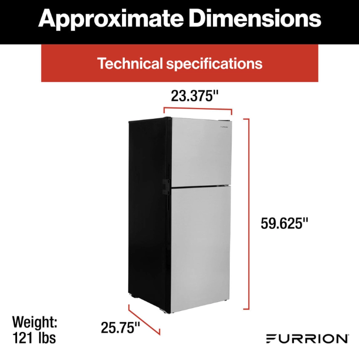 Furrion 2024120716 12V DC RV Fridge– 10.6 Cu. Ft. Dual Door