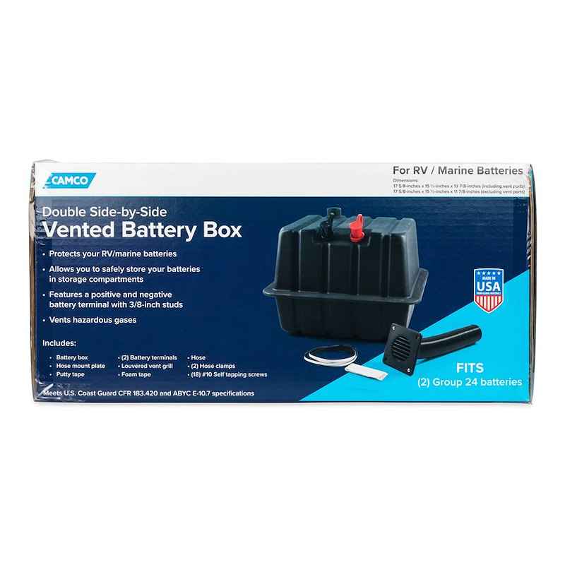 Dual Group 24 Battery Box Vented Side-By-Side Polypropylene – Camco 55370