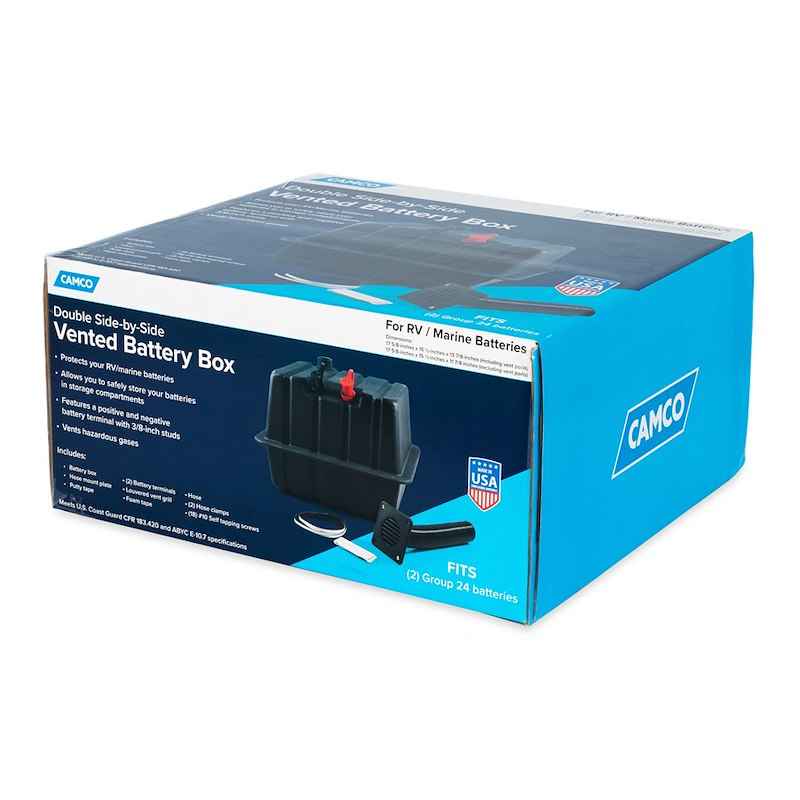 Dual Group 24 Battery Box Vented Side-By-Side Polypropylene – Camco 55370