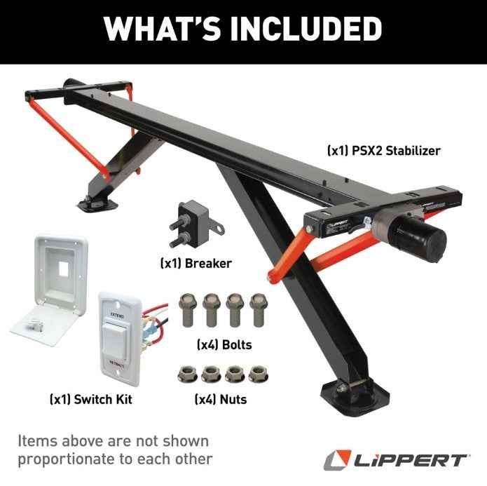 Lippert 2025012487 PSX1 Electric Trailer Stabilizer Jack – 30 Inch Lift