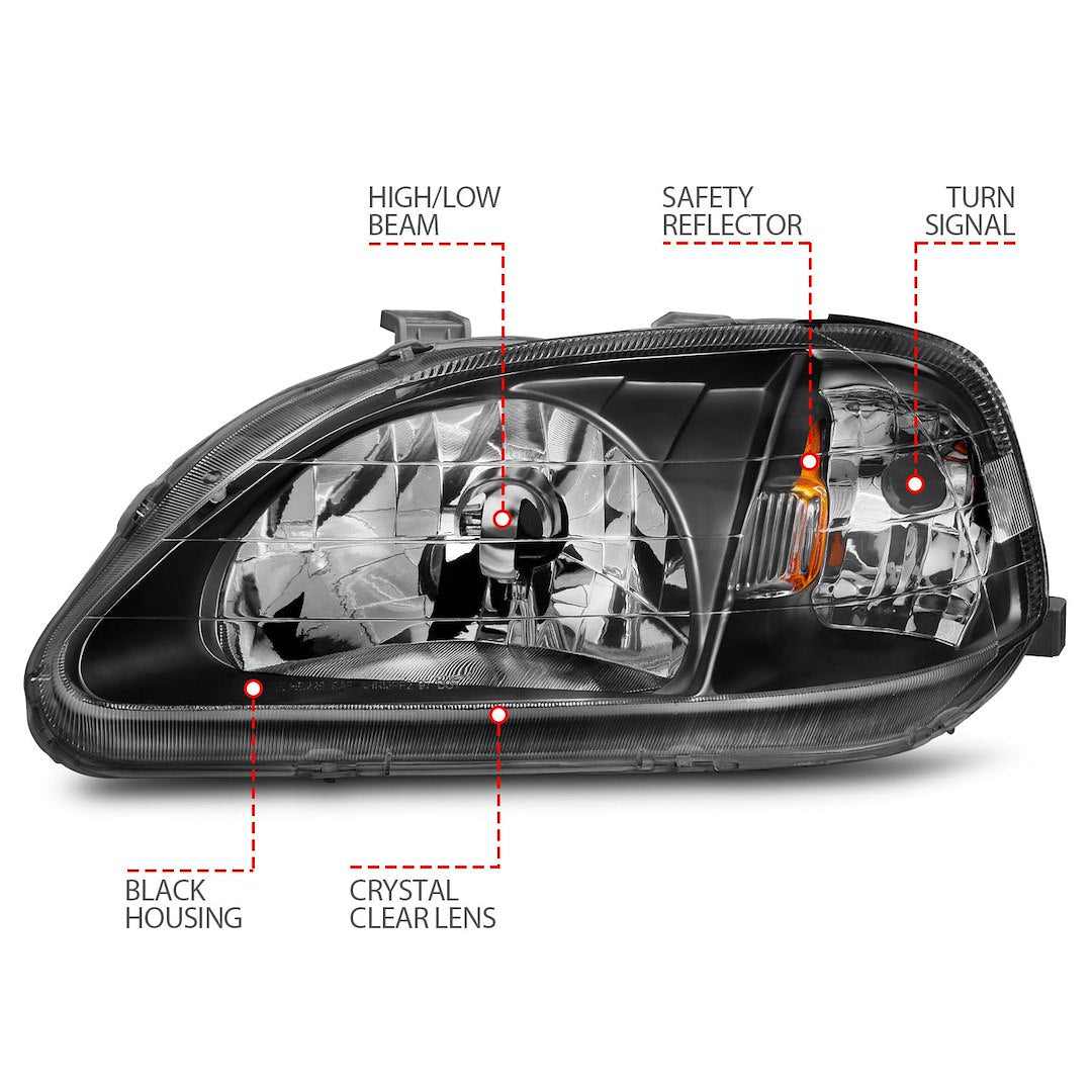 ANZO USA Crystal Clear Reflector Beam Uses OEM Bulb And Socket Headlight Assembly 121070 - image 5