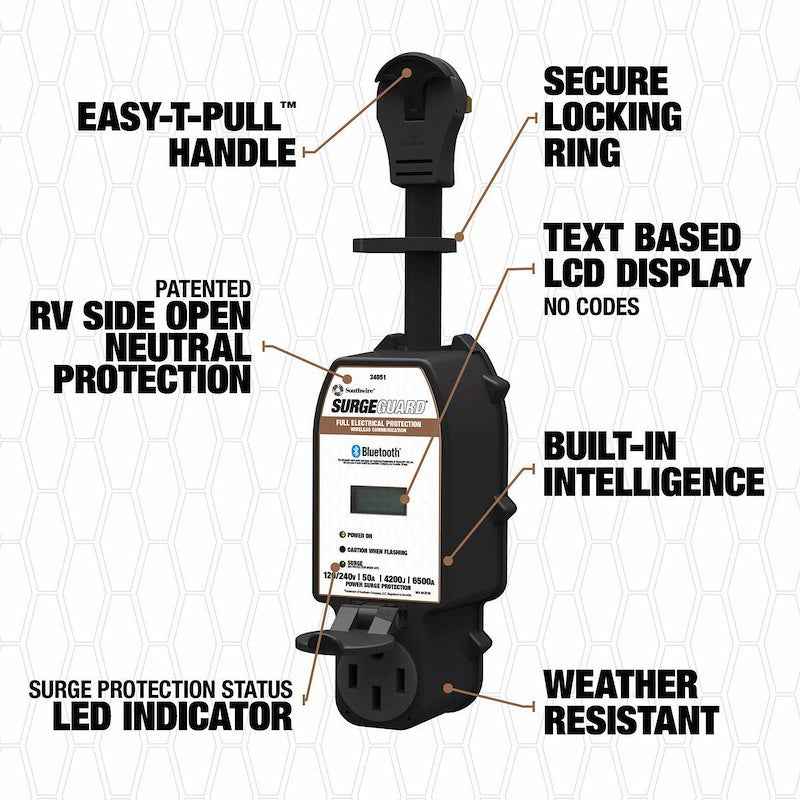 Surge Guard 34951 Portable RV Surge Protector – 50 Amp with Wi-Fi