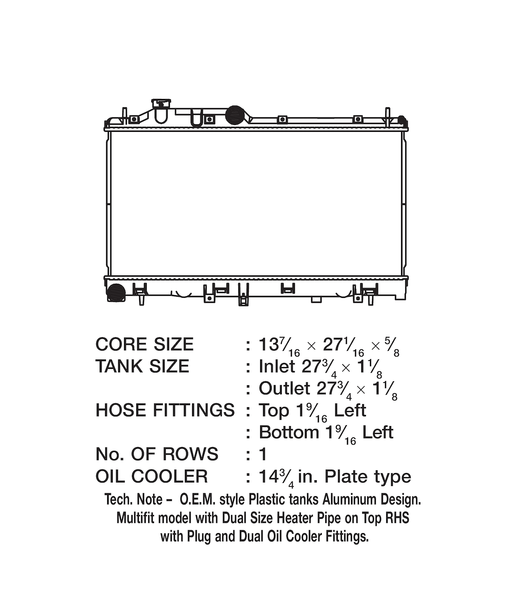 CSF 3515 Non-Turbo Forester Radiator, Top-Left Inlet - image 2