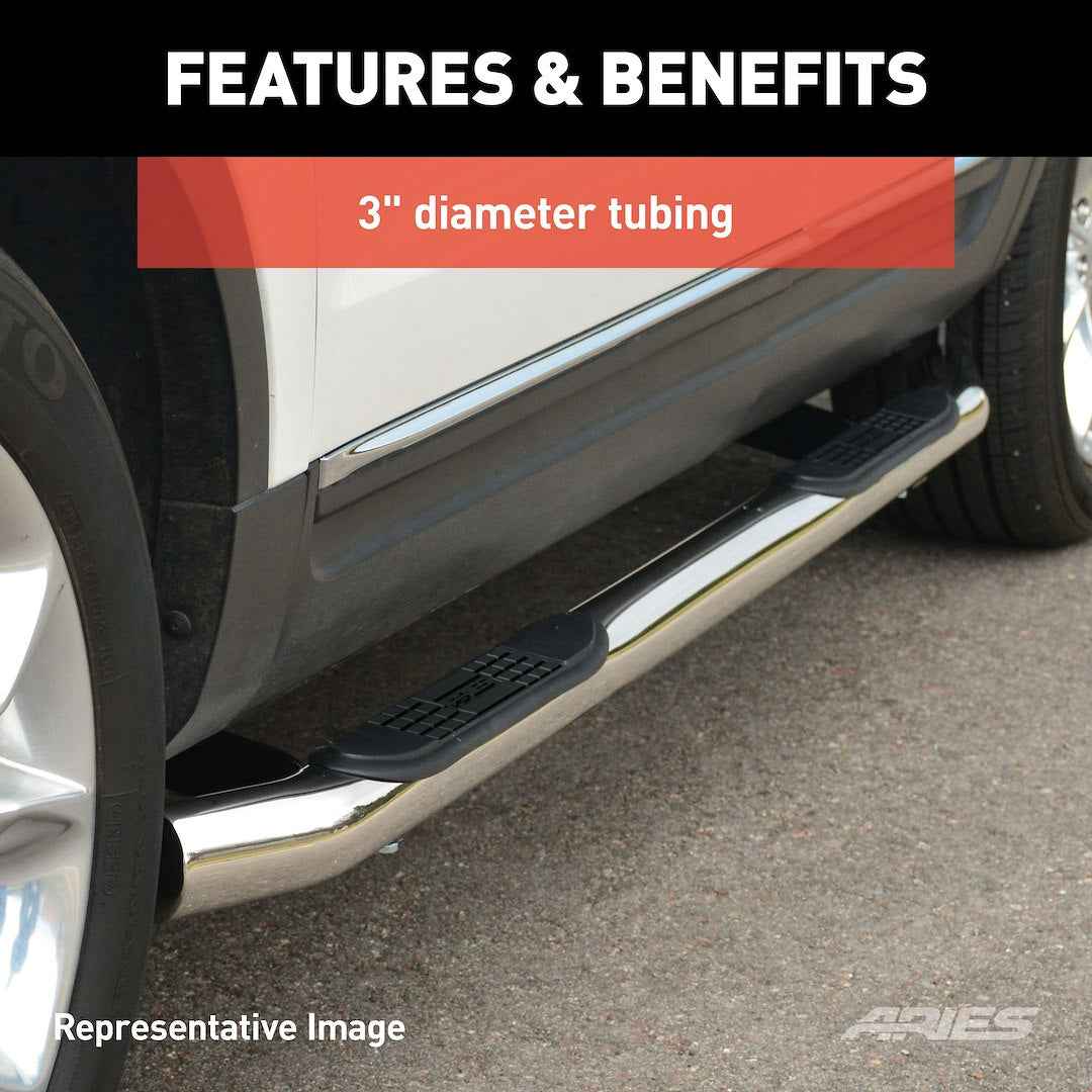Aries 204054-2 3-Inch Polished Stainless Steel Side Bars