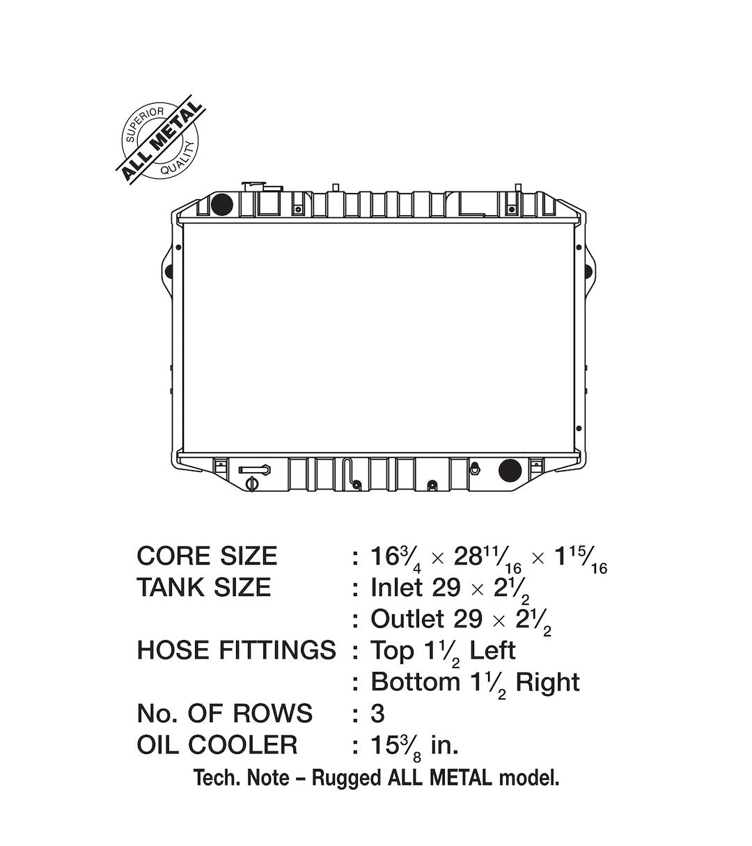 CSF 2709 Three-Row Aluminum Radiator with Top-Left Inlet - image 5