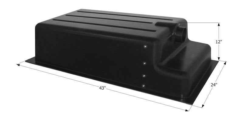 31 Gallon Waste Holding Tank – 43" L x 24" W x 12" H – Recessed Drain – 12419