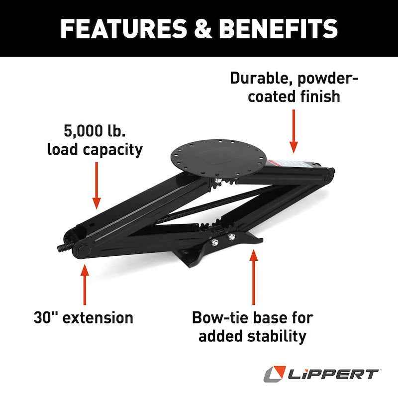 Scissor Jack – 6000 lb Manual RV Leveling Jack 30 Inch Lift (Single)