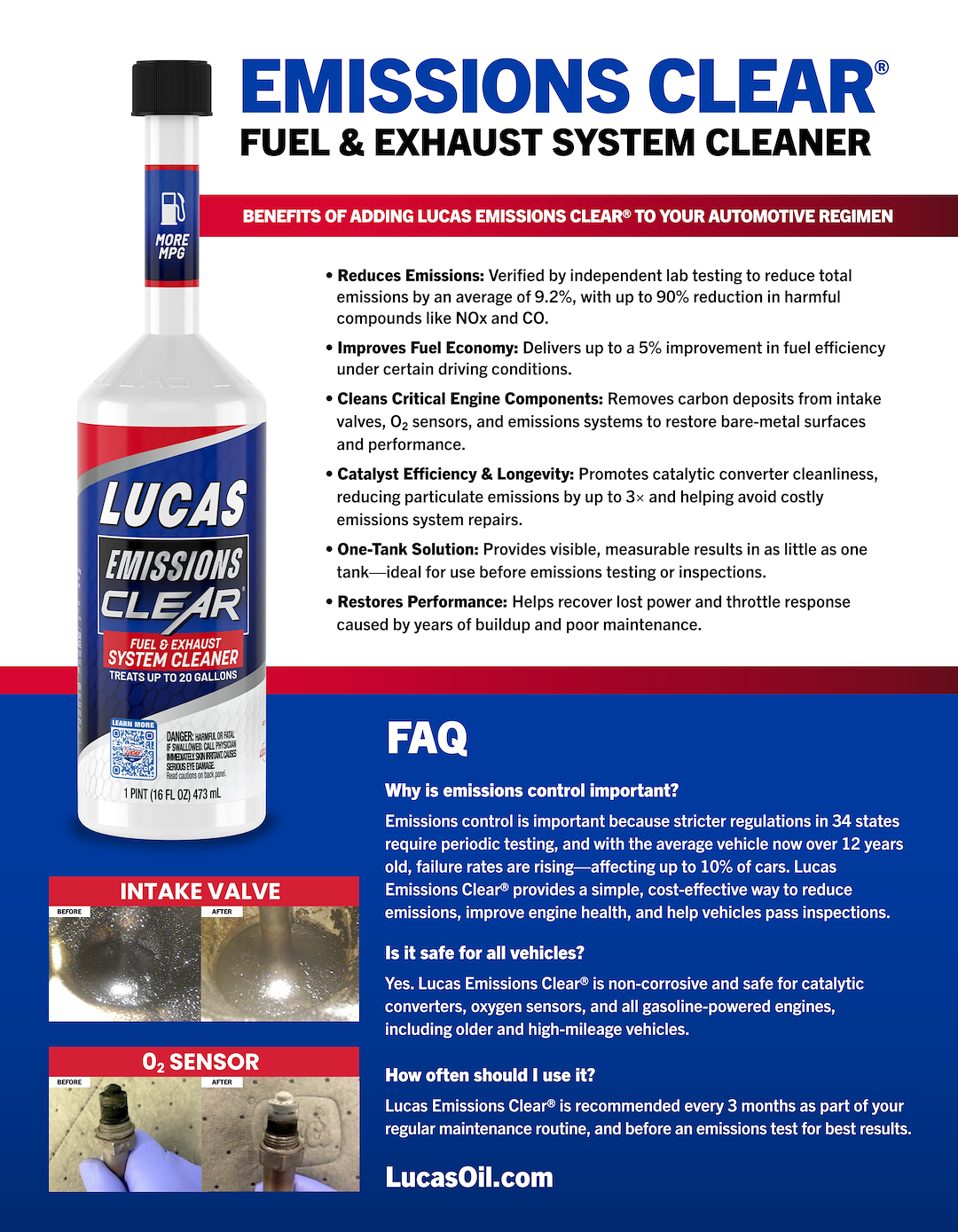Lucas Oil 10715-8 Emissions Clear™ Fuel System Cleaner