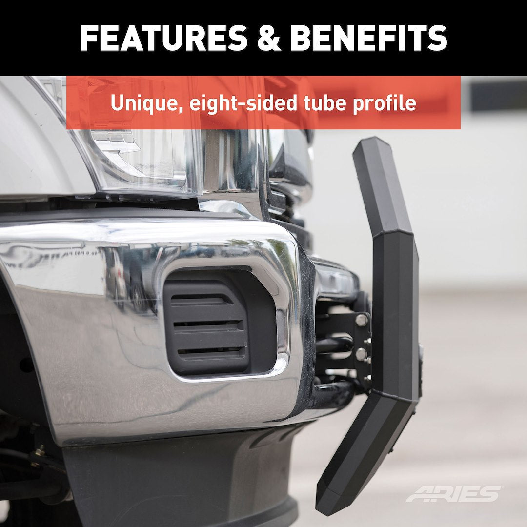 Aries 2163102 Bull Bar Black Carbide Powder Coated 5-1/2 Inch Yes with skid plate - image 7