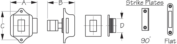 Sea Dog 225310-1 Square Push-Button Hatch Hardware