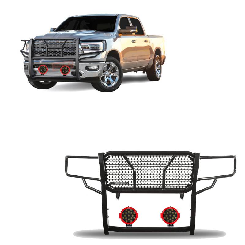 Black Horse Offroad Rugged Series Steel Grille Guard RU-DORA19-B-PLR - image 6