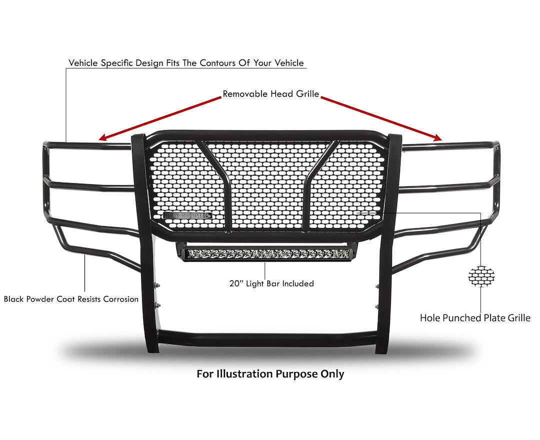 Black Horse Offroad Rugged Series Steel Grille Guard RU-FOF116-B-K2 - image 5