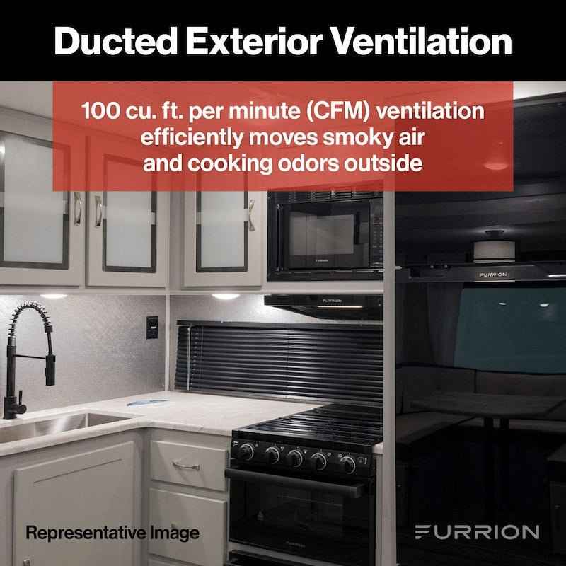 Furrion 12V DC Ductless RV Stove Vent Hood FHO23SACRV-BL – 23.5" Black