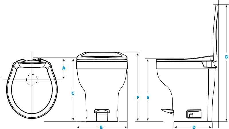 Thetford Aqua-Magic VI High Profile RV Toilet – Pedal Flush, White 31835