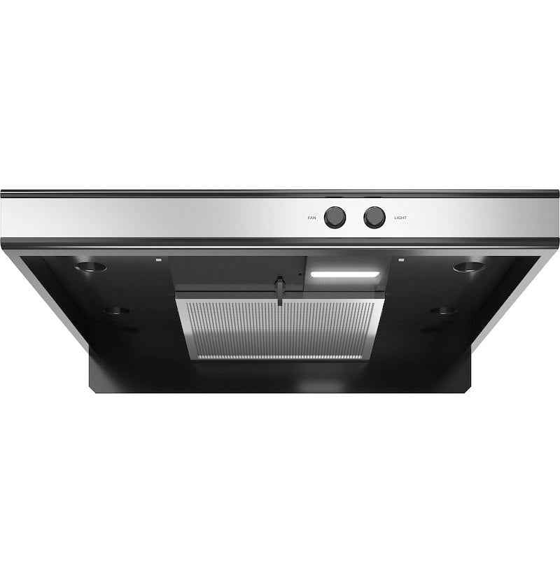 RV Stove Vent Hood 12V Ducted – 22" Under-Cabinet Black with Fan, Light (JVXR22SPSS)