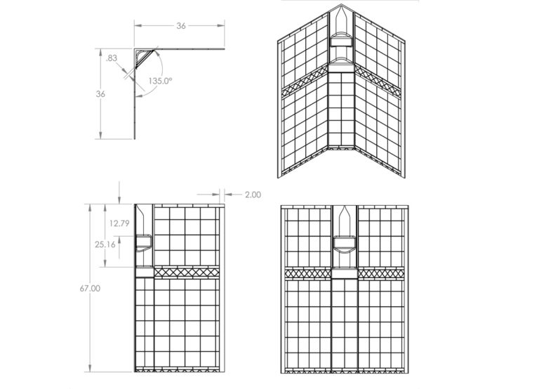 Specialty Recreation NSW3636W 36" x 36" x 67" Neo Angle RV Shower Surround