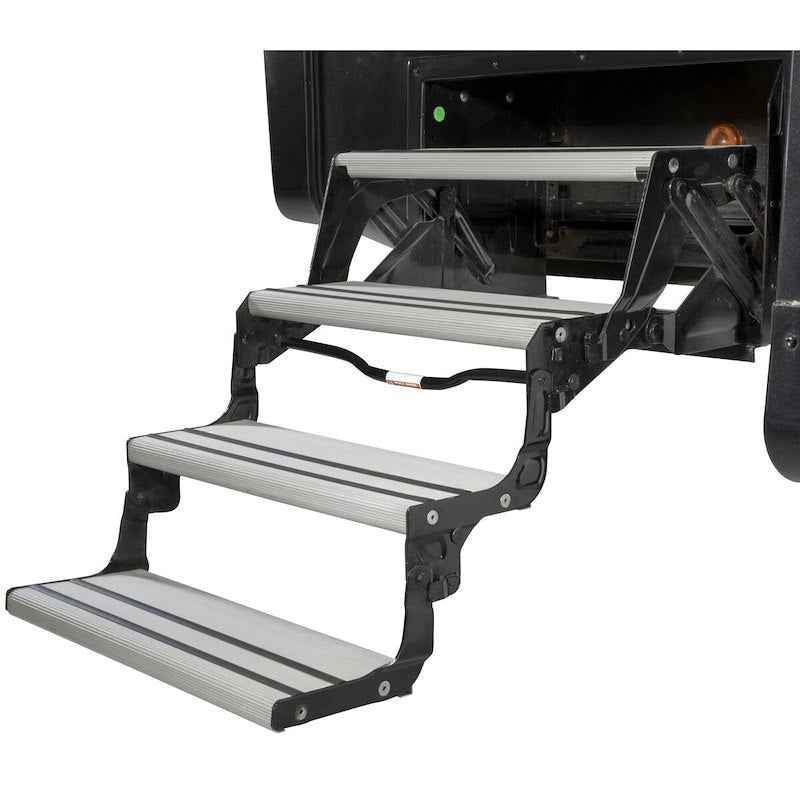Alumi-Tread 4-Step Manual RV Entry Step 432698 – 24" Wide, Black Aluminum