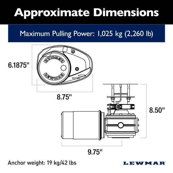 Lewmar 6672221108-139 Vertical Windlass 12V 1000W Stainless Steel