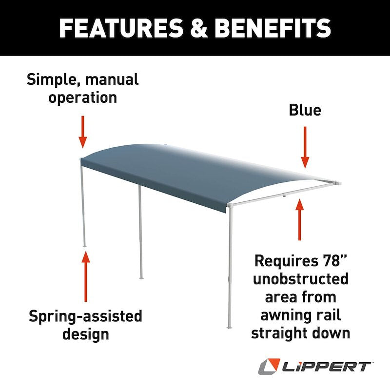 Lippert V000334865 Solera Destination 16' RV Patio Awning Blue Fade
