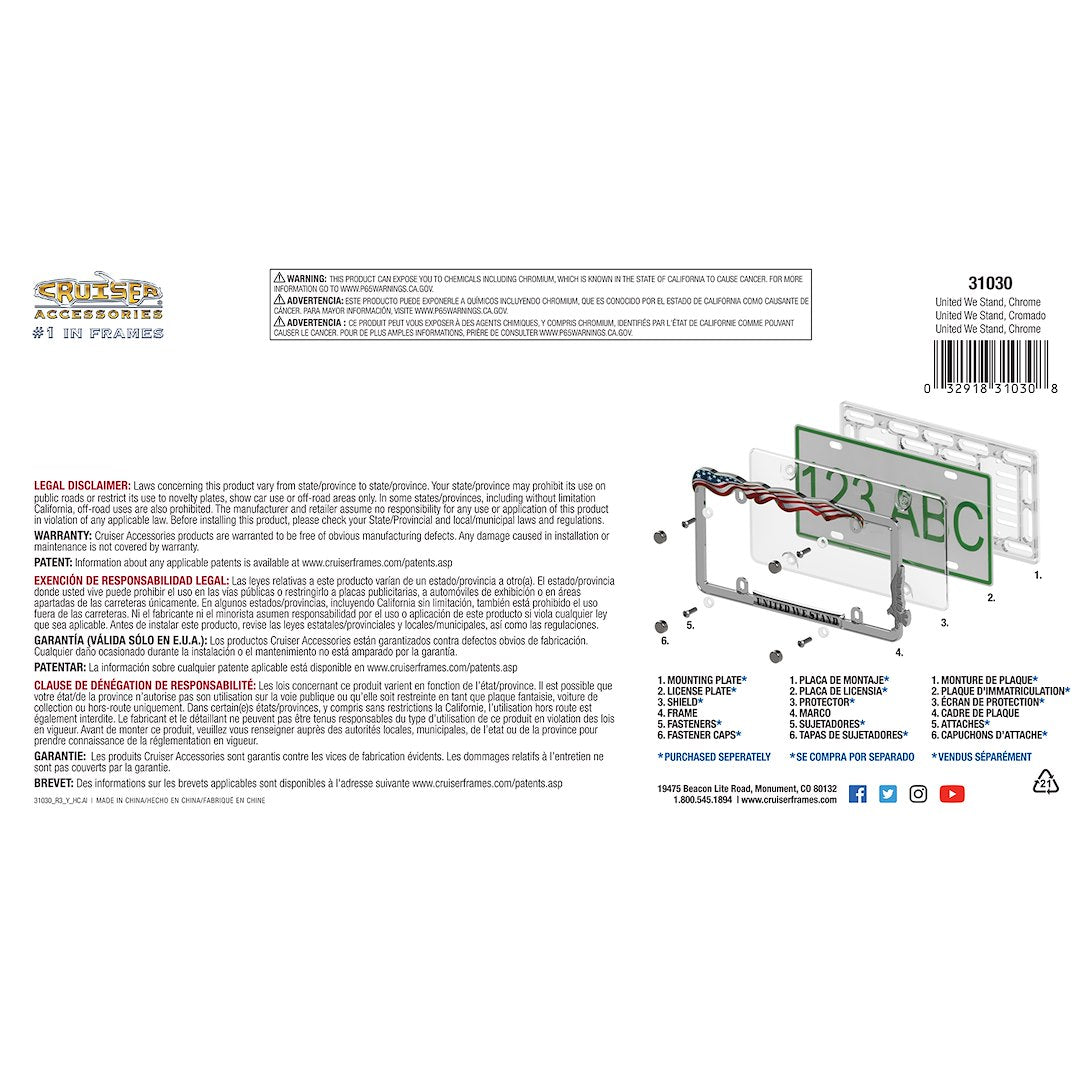 Cruiser 31030 United We Stand Chrome Plate Frame - image 3