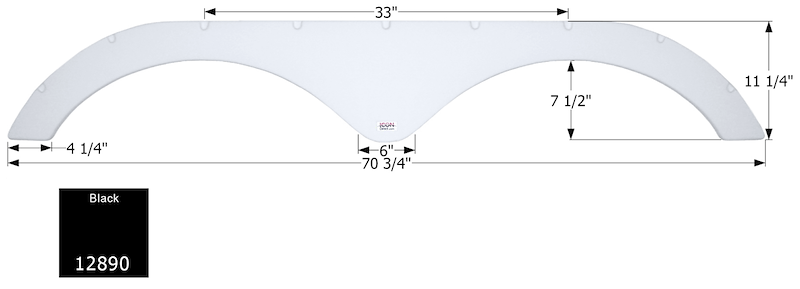 RV Fender Skirt – Tandem Axle 70-3/4" x 11-1/4" Black | ICON 12890