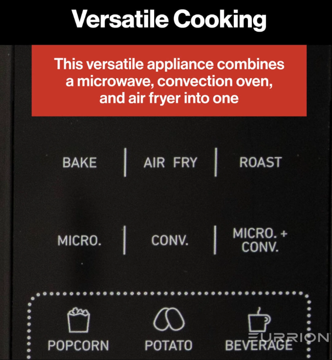 Furrion RV Microwave Oven with Air Fryer & Convection 1.1 Cu Ft Black