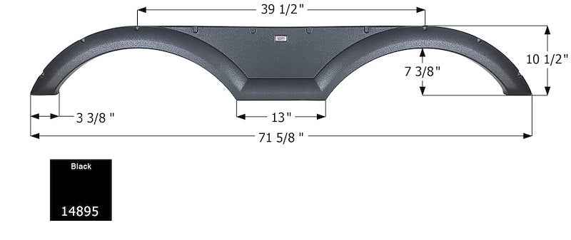 RV Fender Skirt – Tandem Axle 71-5/8" x 10-1/2" Black | ICON 14895