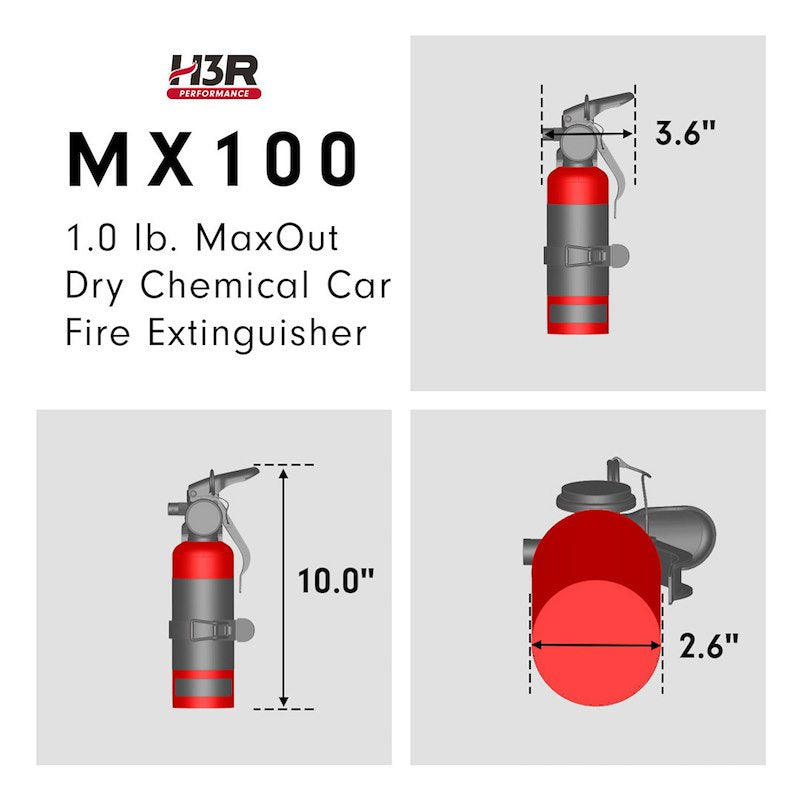 H3R MAXOUT MX100R Fire Extinguisher 1 lb UL Rated 2-B:C Red