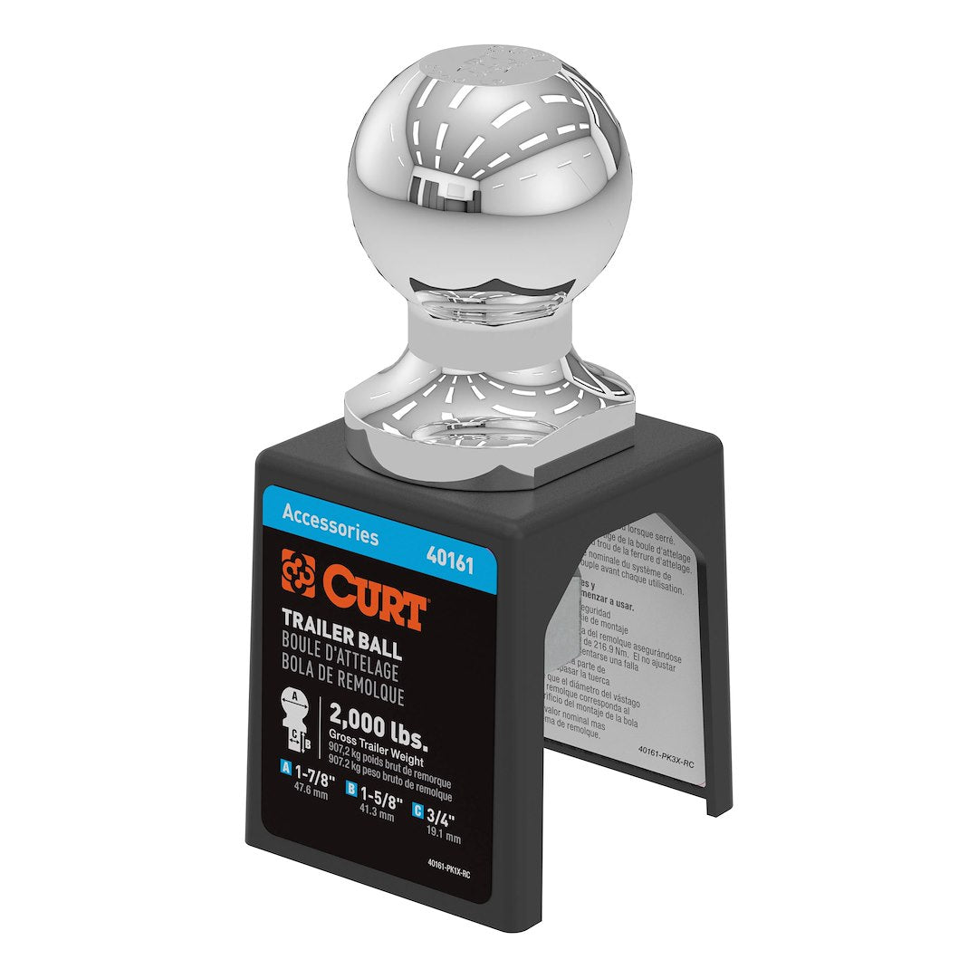 CURT Trailer Hitch Ball (40161) – Shank Length (In): 1-5/8 Inch