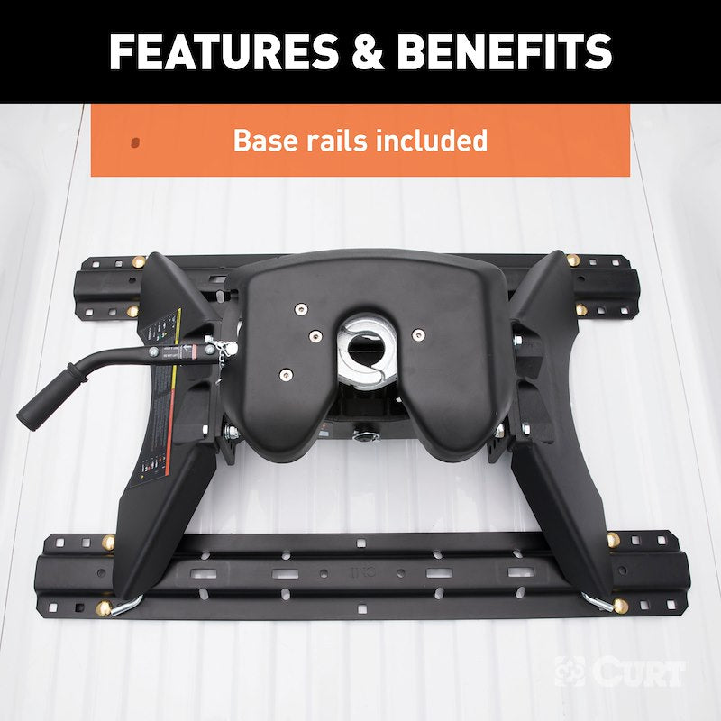 CURT 16181 A25 25K Fifth Wheel Hitch with Legs & Base Rails
