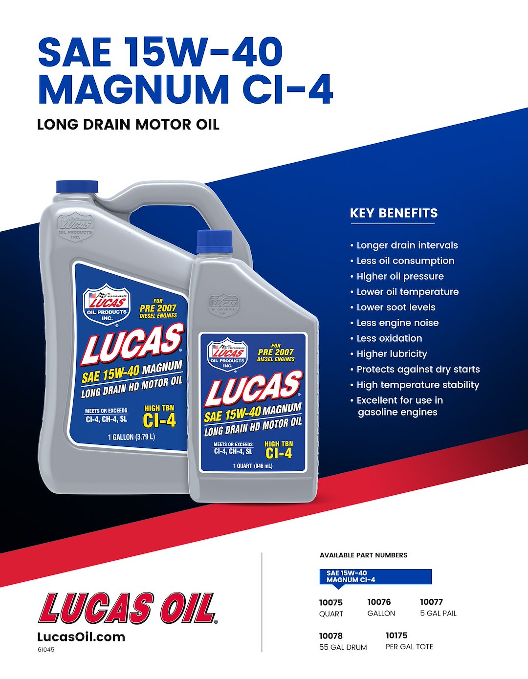 Lucas Oil 10076 Synthetic SAE 15W-40 Magnum Oil