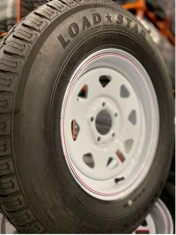 Americana ST205/75R14 Trailer Tire and White Wheel Assembly