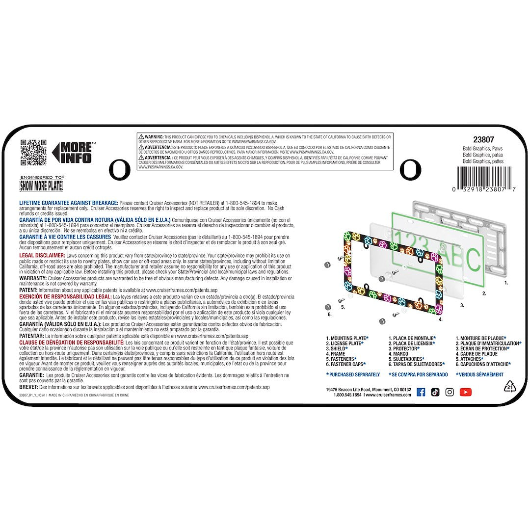 Cruiser 23807 Bold Graphics Paws Plate Frame - image 3