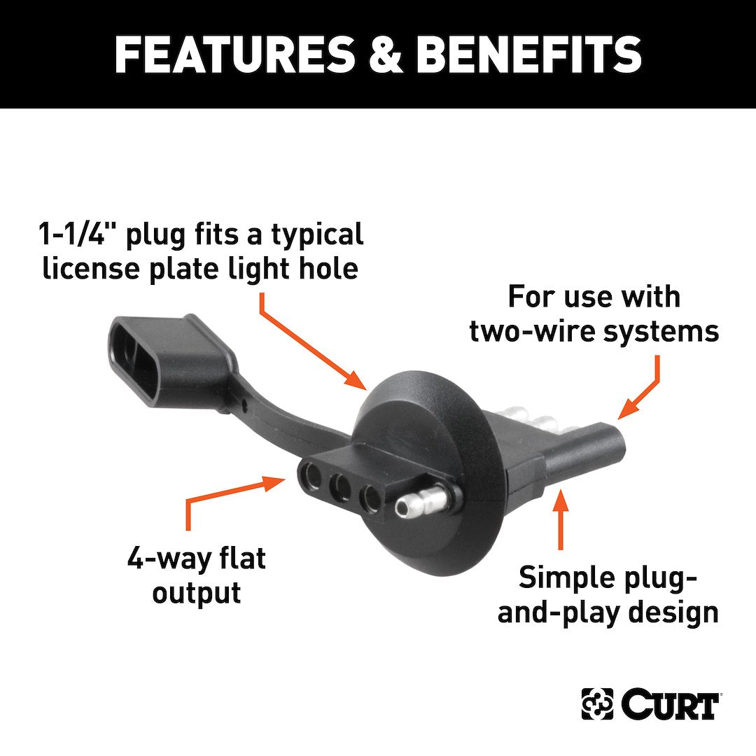 CURT Trailer Wiring Connector Adapter (57404) – Material: Plastic