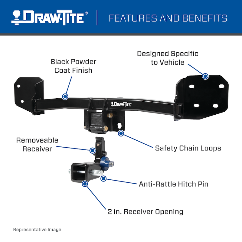 Draw-Tite 76912 Hidden Hitch Class III 2" Receiver for 2019–2025 Toyota RAV4