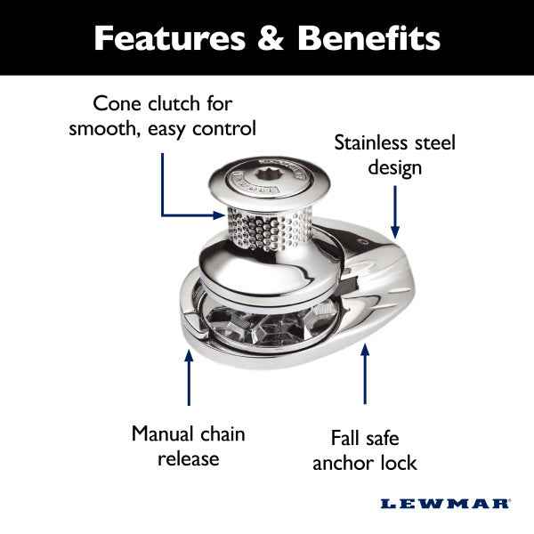 Lewmar 6672221108-139 Vertical Windlass 12V 1000W Stainless Steel
