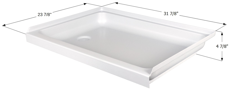 Bac de douche de camping-car Icon 15237 31-7/8" x 23-7/8" – ABS blanc avec bonde à gauche