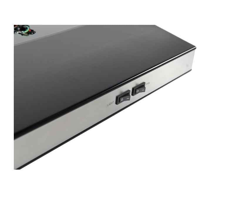 RV Stove Vent Range Hood 12V – 22" Black & Stainless with Light, CXW-30-CZ02