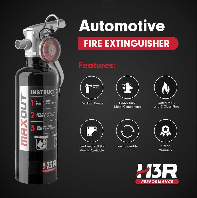 H3R MAXOUT MX100B Fire Extinguisher 1 lb UL Rated 2-B:C Black