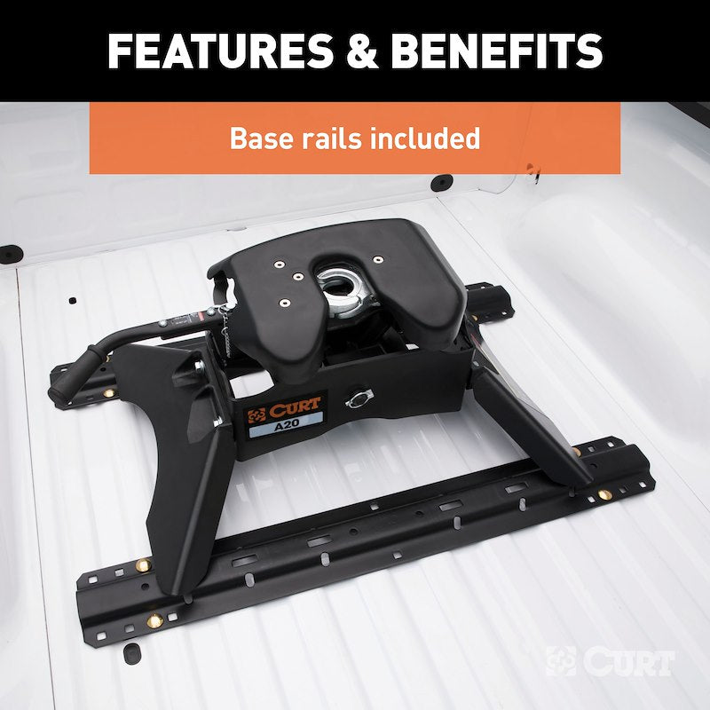 CURT 16141 A20 20K Fifth Wheel Hitch with Legs & Base Rails