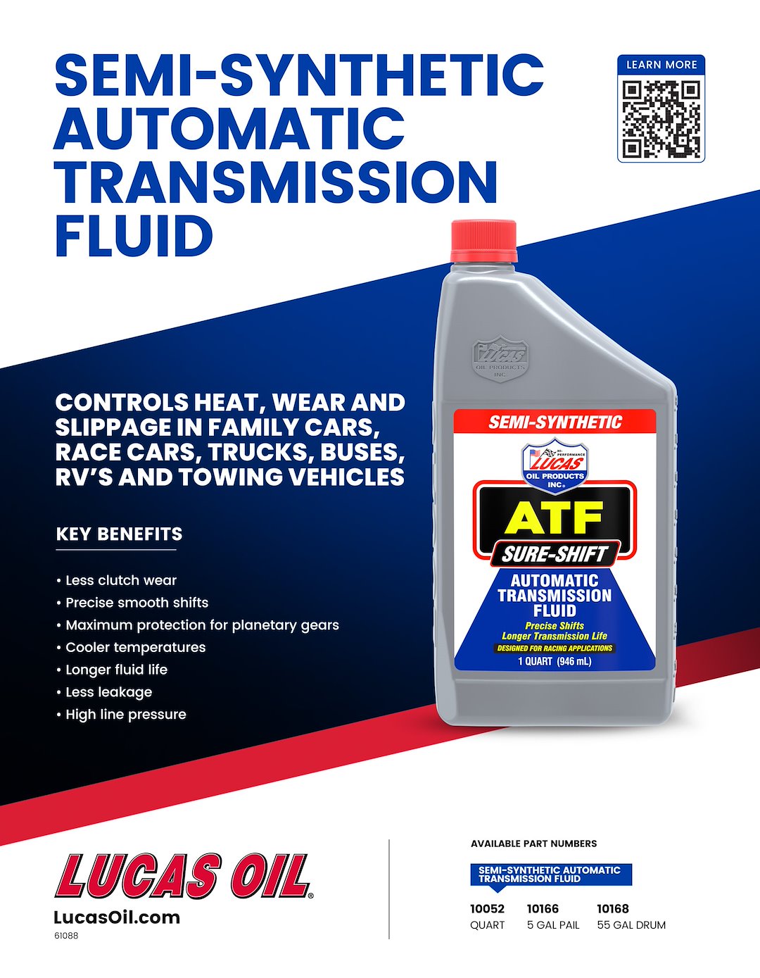Lucas Oil 10052 Semi-Synthetic ATF, 1 Quart