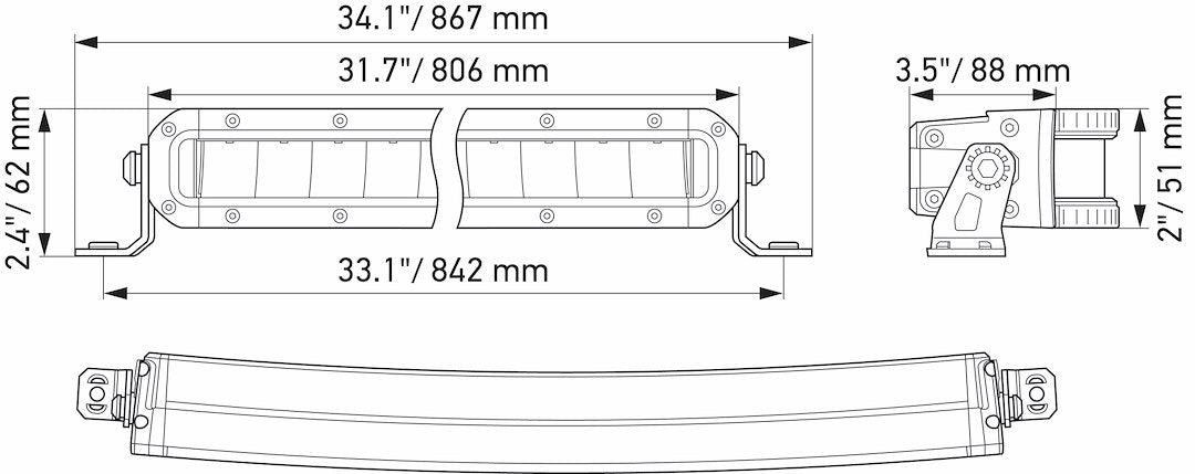 Hella 358197511 Black Magic Tough 32-Inch Curved Slim Light Bar