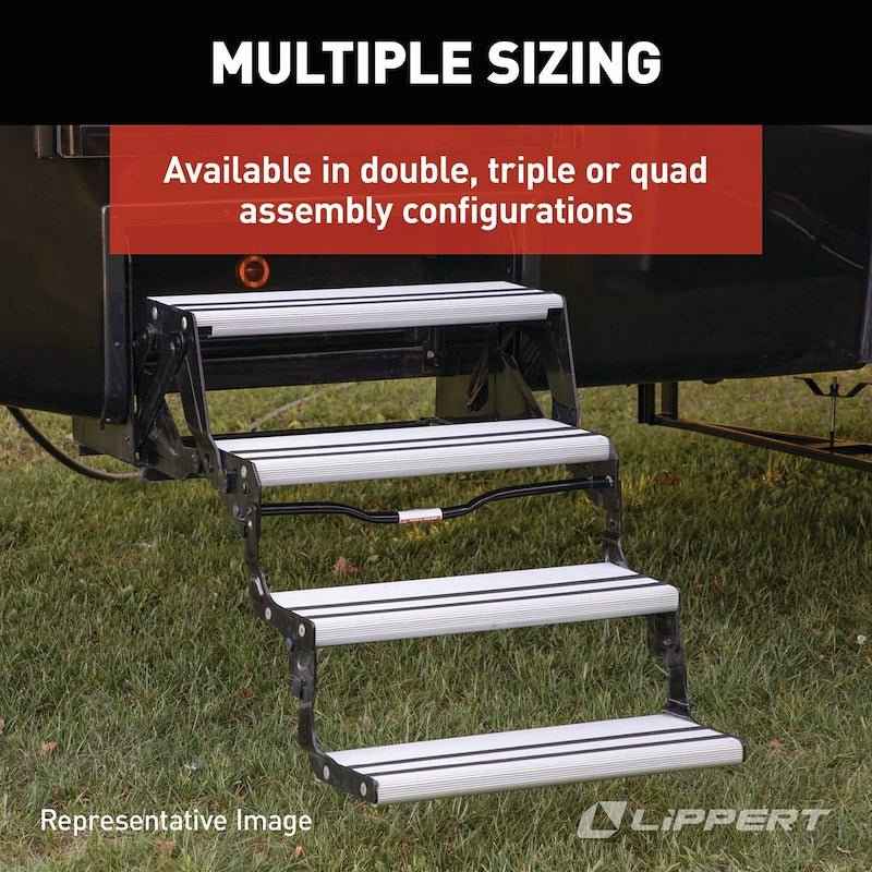 Alumi-Tread 3-Step Manual RV Entry Step 432696 – 24" Wide, Black Aluminum
