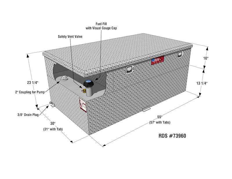 RDS 73960 90 Gallon Aluminum Combo Fuel Transfer Tank & Toolbox