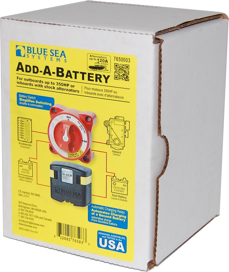 Blue Sea 7650003-BSS Add-A-Battery Kit – 120 Amp Compact Dual Battery System