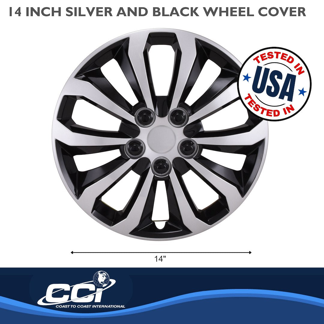 Coast To Coast 106114SB 14-Inch Black/Silver Wheel Covers - image 3